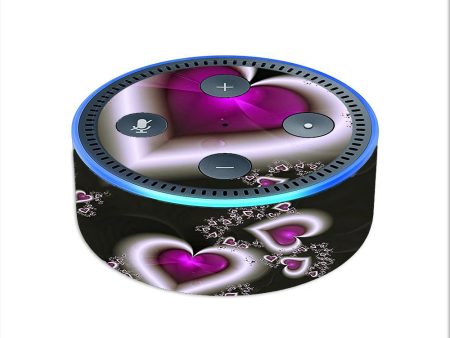 Glowing Hearts Pink White Amazon Echo Dot 2nd Gen Skin For Sale