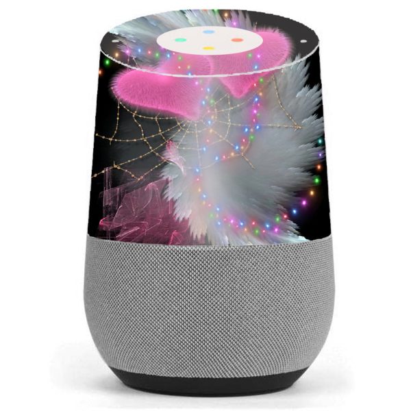 Mystic Pink Hearts Feathers Google Home Skin Supply