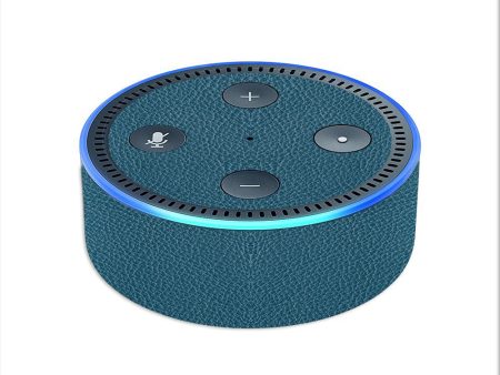 Blue Teal Leather Pattern Look Amazon Echo Dot 2nd Gen Skin Online now