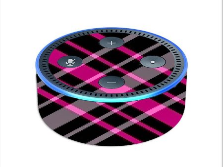 Pink And Black Plaid Amazon Echo Dot 2nd Gen Skin For Cheap