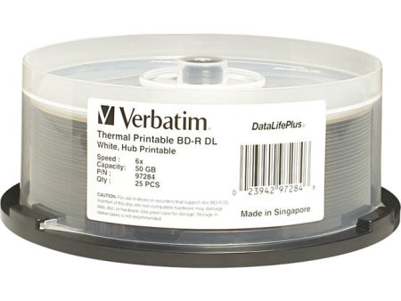 Verbatim BD-R DL 50GB 6X DataLifePlus White Thermal Printable, Hub Printable - 25pk Spindle Online